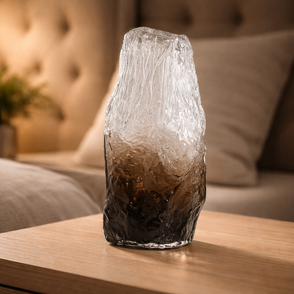 luxury-vases-handmade-glass-vase-tall-white-brown-swirl-centrepiece