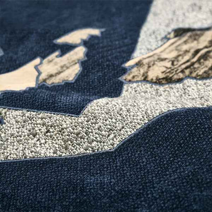 Navy Blue Grey Linen 30x504